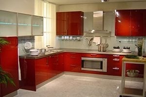kitchen with red in Center bagua