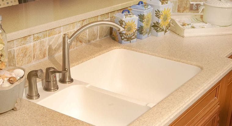 granite countertop with integrated sink