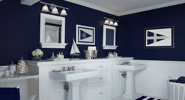 Navy blue bathroom