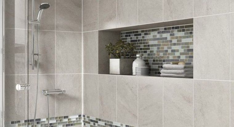 bathroom with large mosaic tiles