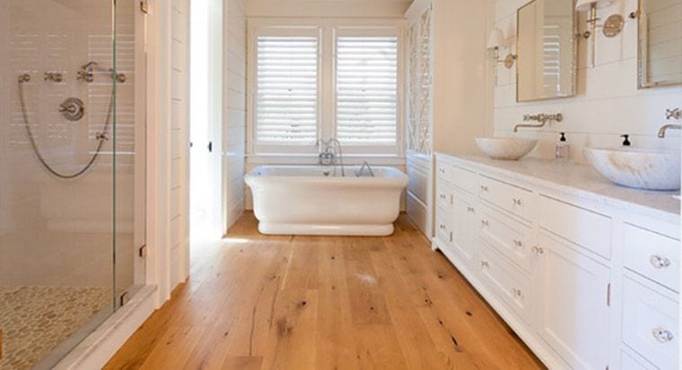 bathroom with wooden floors