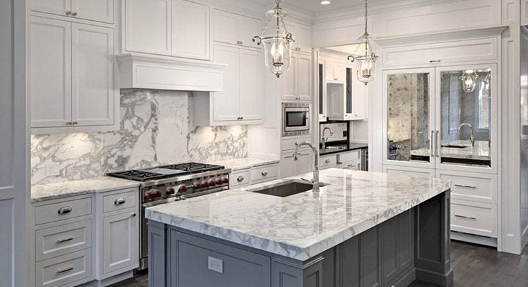 glowing white marble countertop