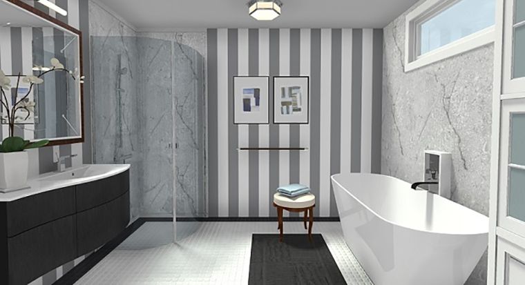 white bathroom with black accents
