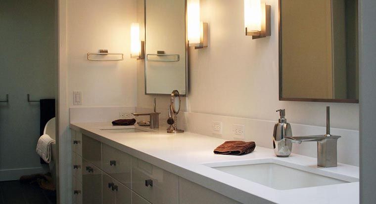 bathroom with quartz stone vanity