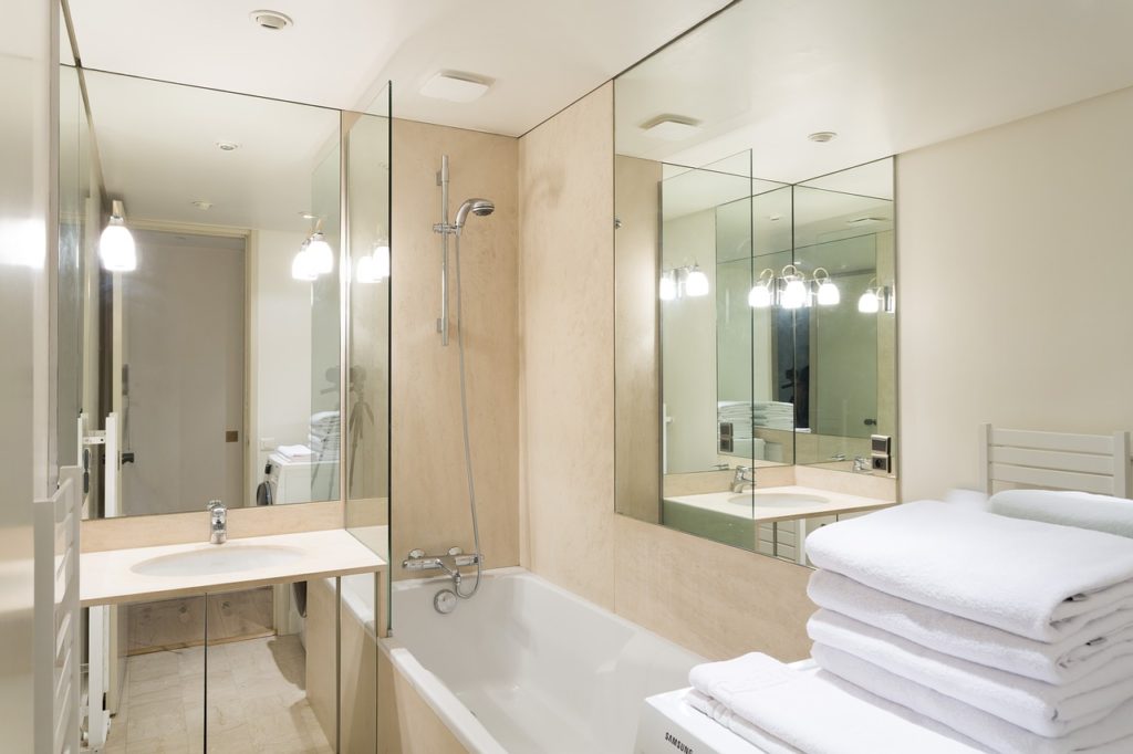 bathroom with mirrors