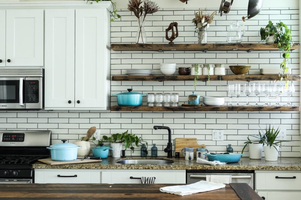 Budget kitchen remodel with open shelving