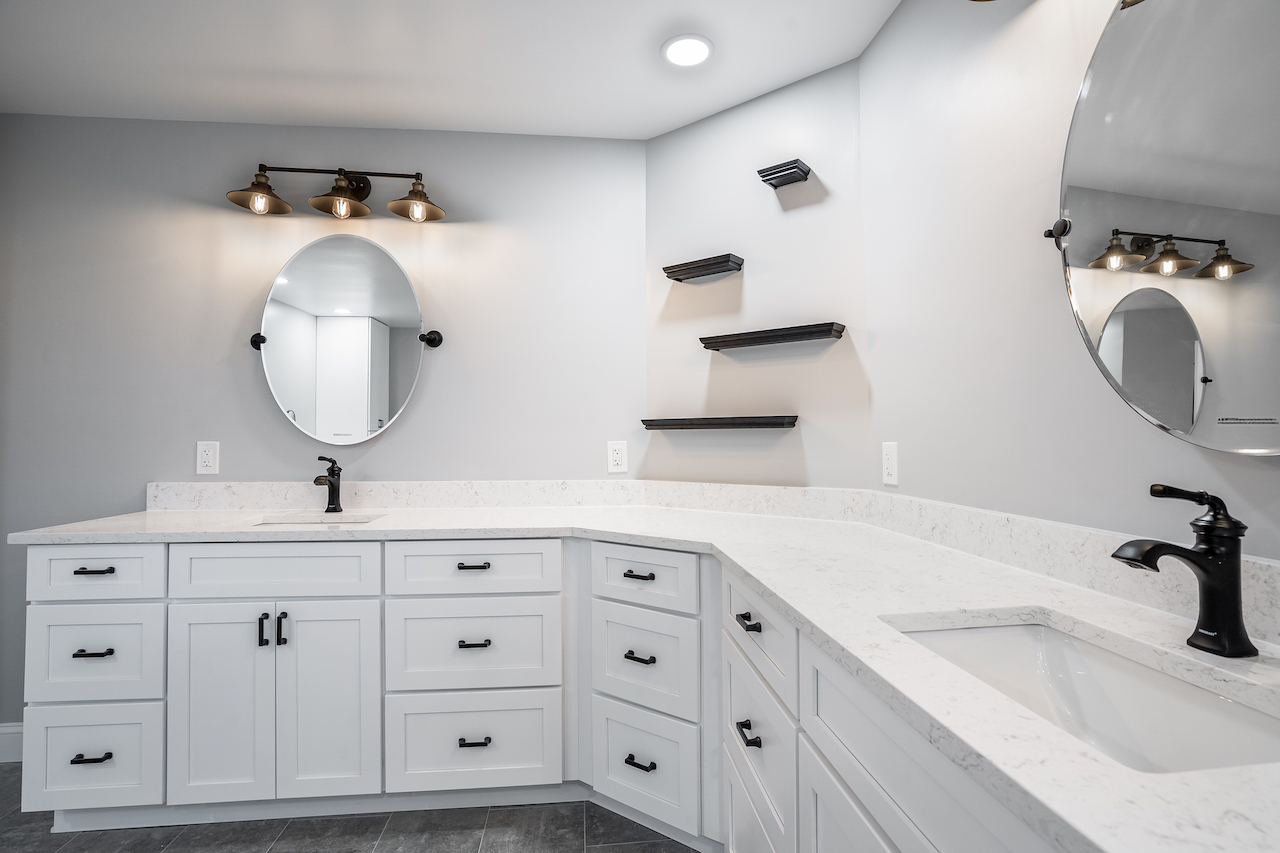 black white bathroom remodel