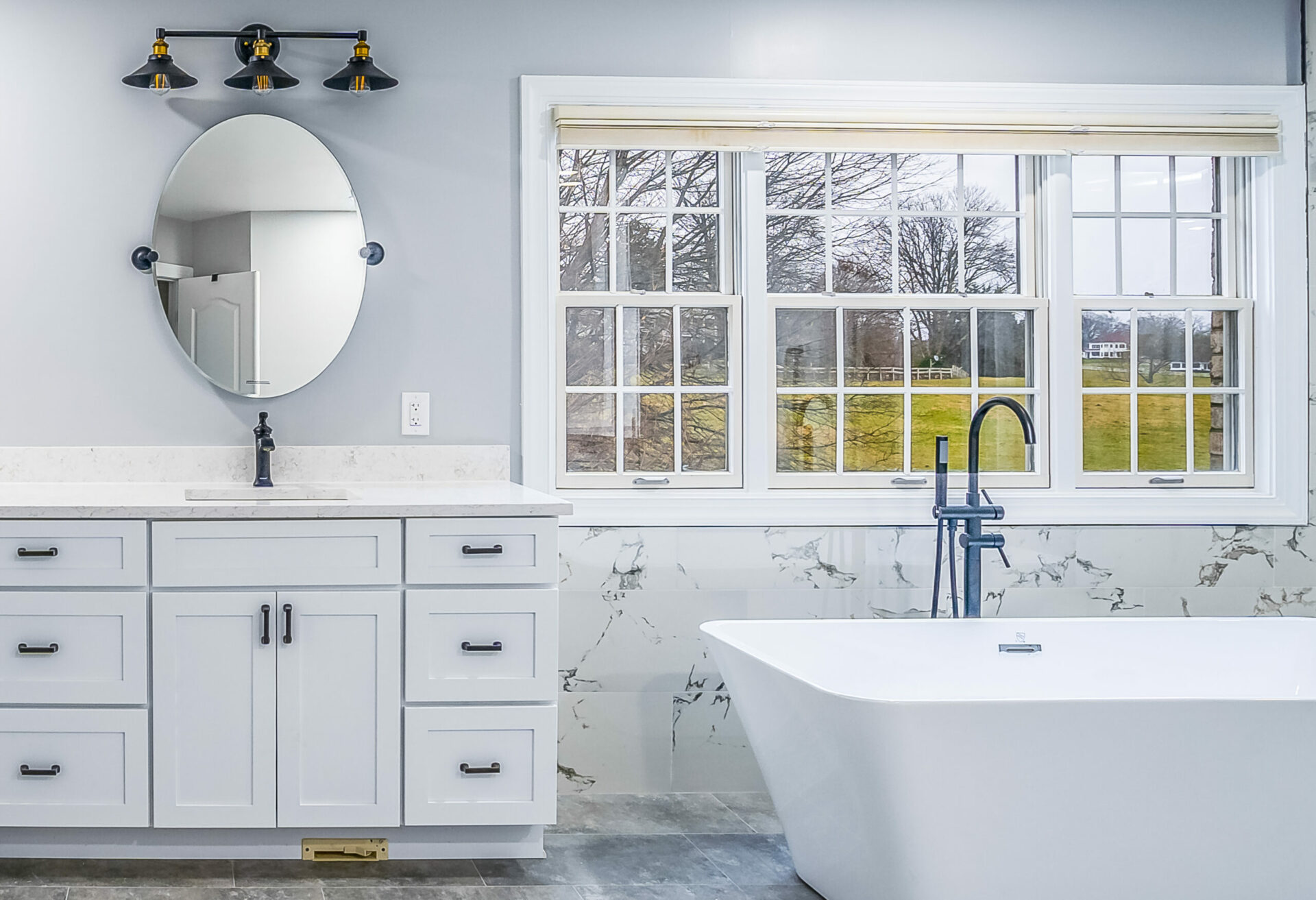complete bathroom remodel white